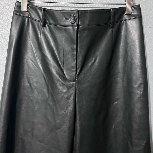 NWT Lattelier Black Faux Leather Wide Leg Pants Women’s Sz Large NEW Date Night! - Picture 5 of 9